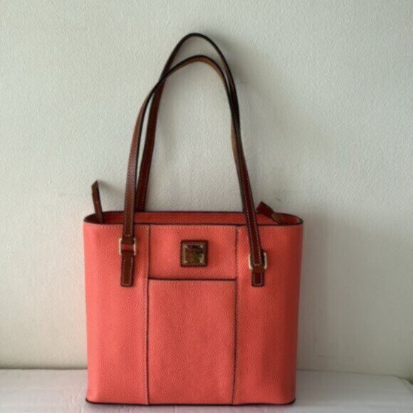 Dooney & Bourke Leather Small Lexington Pebbled Grain Shoulder Handbag Coral - Picture 7 of 13